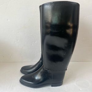 Derby black matte rubber rain riding muck boots tall size 37 6